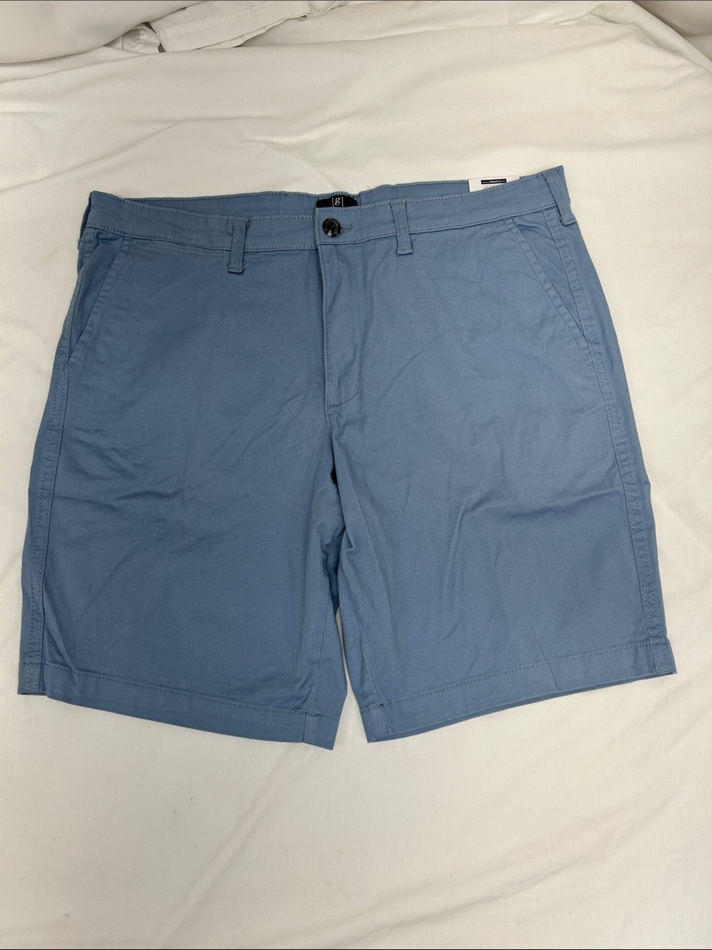 NWT George Men’s "At The Knee" Stretch Chino Shorts Slate Blue Size 36 - Picture 2 of 7
